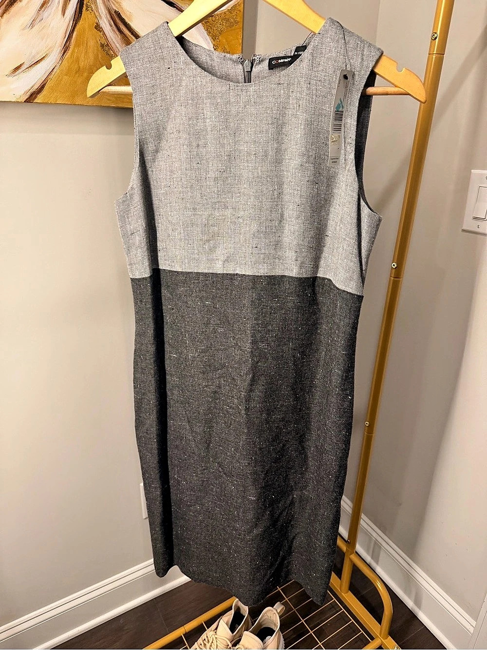 Company Eleven Tracy Color Block Midi Dress in Gray & Black Size 6 NWT